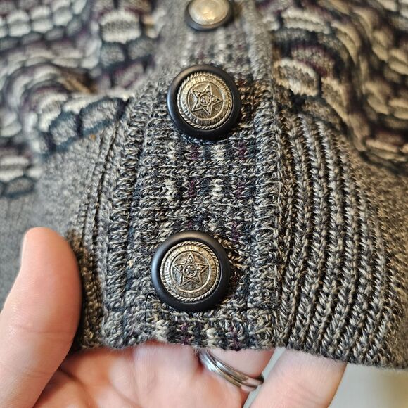 Vtg Jantzen Mens Cardigan Sweater Made in USA Grey Geometric Boxy Grandpa XL - Picture 3 of 7